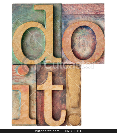 To use this stock image in your creative project, please select the size you need over to the right and click the "Add to Cart" button.
Your downloaded image will come with the Cutcaster watermark removed so don’t worry about the watermark you see on this page. do it motivation stock photo, do it exclamation - motivation concept - isolated text in vintage wood letterpress printing blocks stained by color inks by Marek Uliasz