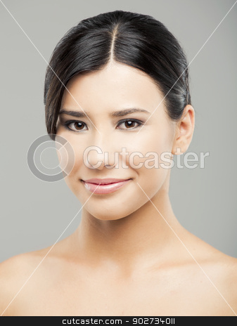 To use this stock image in your creative project, please select the size you need over to the right and click the "Add to Cart" button.
Your downloaded image will come with the Cutcaster watermark removed so don’t worry about the watermark you see on this page. Beauty stock photo, Beauty portrait of young asian woman smiling, over a gray background. by ikostudio