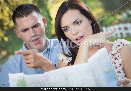 To use this stock image in your creative project, please select the size you need over to the right and click the "Add to Cart" button.
Your downloaded image will come with the Cutcaster watermark removed so don’t worry about the watermark you see on this page. Lost and Confused Mixed Race Couple Looking Over Map Outside stock photo, Lost and Confused Mixed Race Couple Looking Over A Map Outside Together. by Andy Dean