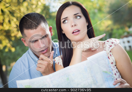 To use this stock image in your creative project, please select the size you need over to the right and click the "Add to Cart" button.
Your downloaded image will come with the Cutcaster watermark removed so don’t worry about the watermark you see on this page. Lost and Confused Mixed Race Couple Looking Over Map Outside stock photo, Lost and Confused Mixed Race Couple Looking Over A Map Outside Together. by Andy Dean