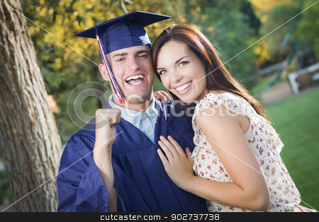 To use this stock image in your creative project, please select the size you need over to the right and click the "Add to Cart" button.
Your downloaded image will come with the Cutcaster watermark removed so don’t worry about the watermark you see on this page. Male Graduate in Cap and Gown and Girl Celebrate stock photo, Happy Male Graduate in Cap and Gown and Pretty Girl Celebrate Outside. by Andy Dean