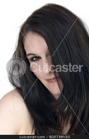To use this stock image in your creative project, please select the size you need over to the right and click the "Add to Cart" button.
Your downloaded image will come with the Cutcaster watermark removed so don’t worry about the watermark you see on this page. Beautiful, Shy Brunette stock photo, A close-up of a lovely shy or bashful brunette, isolated on a white background. by Carl Stewart