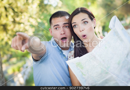 To use this stock image in your creative project, please select the size you need over to the right and click the "Add to Cart" button.
Your downloaded image will come with the Cutcaster watermark removed so don’t worry about the watermark you see on this page. Mixed Race Couple Looking Over Map Outside Together stock photo, Happy Mixed Race Couple Looking Over A Map and the Sites Outside Together. by Andy Dean
