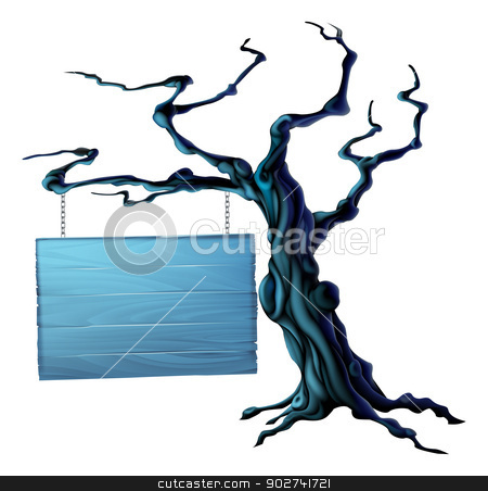 To use this stock image in your creative project, please select the size you need over to the right and click the "Add to Cart" button.
Your downloaded image will come with the Cutcaster watermark removed so don’t worry about the watermark you see on this page. Halloween tree sign stock vector clipart, An illustration of a bare spooky scary Halloween tree with a suspended sign hanging from a chain on it by Christos Georghiou