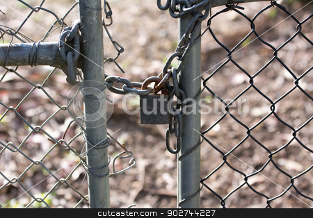 To use this stock image in your creative project, please select the size you need over to the right and click the "Add to Cart" button.
Your downloaded image will come with the Cutcaster watermark removed so don’t worry about the watermark you see on this page. padlocked gate stock photo, locked up gate by ssrokow