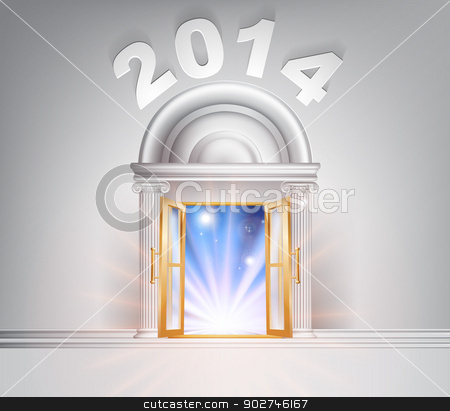 To use this stock image in your creative project, please select the size you need over to the right and click the "Add to Cart" button.
Your downloaded image will come with the Cutcaster watermark removed so don’t worry about the watermark you see on this page. New Year Door 2014 stock vector clipart, New Year Door 2014 concept of a fantastic white marble door with columns with light streaming through it. by Christos Georghiou