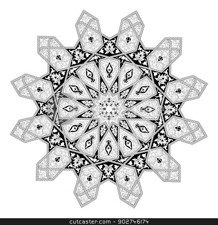 To use this stock image in your creative project, please select the size you need over to the right and click the "Add to Cart" button.
Your downloaded image will come with the Cutcaster watermark removed so don’t worry about the watermark you see on this page. Arabian floral pattern motif stock vector clipart, Black and white Arabic middle eastern floral pattern motif, based on Arabian ornament by Christos Georghiou