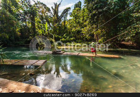 To use this stock image in your creative project, please select the size you need over to the right and click the "Add to Cart" button.
Your downloaded image will come with the Cutcaster watermark removed so don’t worry about the watermark you see on this page. Captain Steering Bamboo Boat stock photo, River Boat and Captain on Martha Brae River in Jamaica by Scott Griessel