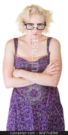To use this stock image in your creative project, please select the size you need over to the right and click the "Add to Cart" button.
Your downloaded image will come with the Cutcaster watermark removed so don’t worry about the watermark you see on this page. Nerd with Folded Arms stock photo, Blond young adult with thick eyeglasses on isolated background by Scott Griessel