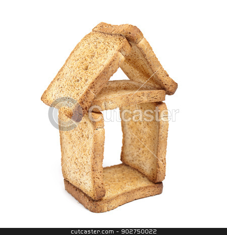 To use this stock image in your creative project, please select the size you need over to the right and click the "Add to Cart" button.
Your downloaded image will come with the Cutcaster watermark removed so don’t worry about the watermark you see on this page. House of bread stock photo, House shape made of slices of bread on a white background. by Sinisa Botas