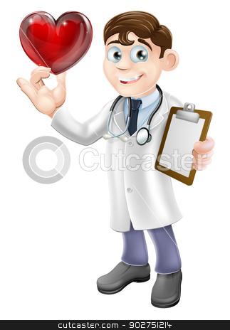 To use this stock image in your creative project, please select the size you need over to the right and click the "Add to Cart" button.
Your downloaded image will come with the Cutcaster watermark removed so don’t worry about the watermark you see on this page. Cartoon Heart Doctor stock vector clipart, Cartoon illustration of a young doctor holding a heart shaped symbol. Concept for a heart specialist or cardiologist or for a caring doctor or good patient care. by Christos Georghiou