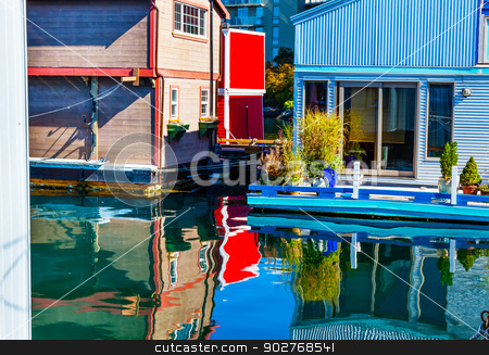 To use this stock image in your creative project, please select the size you need over to the right and click the "Add to Cart" button.
Your downloaded image will come with the Cutcaster watermark removed so don’t worry about the watermark you see on this page. Floating Home Village Red Blue Brown Houseboats Fisherman's Whar stock photo, Floating Home Village Red Blue Brown Houseboats Fisherman's Wharf Reflection Inner Harbor, Victoria Vancouver British Columbia Canada Pacific Northwest. Close to the center of Victoria, this area has floating homes, boats, piers, and restuarants. by William Perry