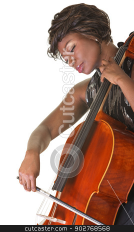 To use this stock image in your creative project, please select the size you need over to the right and click the "Add to Cart" button.
Your downloaded image will come with the Cutcaster watermark removed so don’t worry about the watermark you see on this page. Serious Cello Performer stock photo, Serious Black female classical musician playing a cello by Scott Griessel