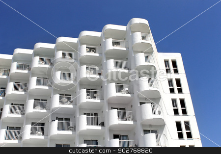 To use this stock image in your creative project, please select the size you need over to the right and click the "Add to Cart" button.
Your downloaded image will come with the Cutcaster watermark removed so don’t worry about the watermark you see on this page. White hotel building stock photo, Low angle view of old white hotel building with blue sky background. by Martin Crowdy