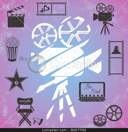 To use this stock image in your creative project, please select the size you need over to the right and click the "Add to Cart" button.
Your downloaded image will come with the Cutcaster watermark removed so don’t worry about the watermark you see on this page. Old colorful movie camera stock vector clipart, Old white movie camera with movie icons on retro background by blumer