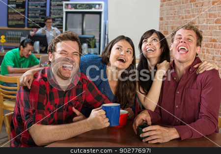 To use this stock image in your creative project, please select the size you need over to the right and click the "Add to Cart" button.
Your downloaded image will come with the Cutcaster watermark removed so don’t worry about the watermark you see on this page. Hysterical Group of People stock photo, Young group of hipsters laughing hysterically by Scott Griessel