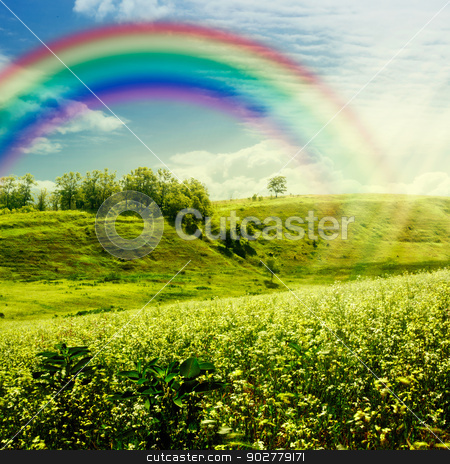 To use this stock image in your creative project, please select the size you need over to the right and click the "Add to Cart" button.
Your downloaded image will come with the Cutcaster watermark removed so don’t worry about the watermark you see on this page. Rainbow on the meadow. Abstract natural backgrounds for your des stock photo, Rainbow on the meadow. Abstract natural backgrounds for your design by tolokonov