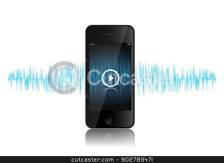 To use this stock image in your creative project, please select the size you need over to the right and click the "Add to Cart" button.
Your downloaded image will come with the Cutcaster watermark removed so don’t worry about the watermark you see on this page. SmartPhone Music Sound Wave stock vector clipart, This image is a vector file representing a smartphone music player. by Bagiuiani Kostas