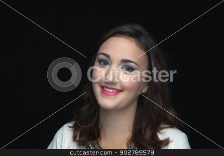 To use this stock image in your creative project, please select the size you need over to the right and click the "Add to Cart" button.
Your downloaded image will come with the Cutcaster watermark removed so don’t worry about the watermark you see on this page. Woman Smiling stock photo, Young woman smiling in front of a black background. by Henrik Lehnerer
