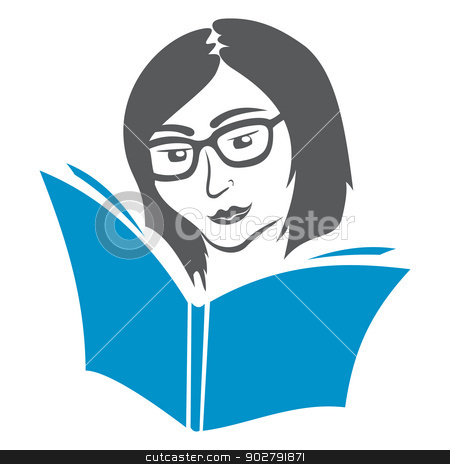 To use this stock image in your creative project, please select the size you need over to the right and click the "Add to Cart" button.
Your downloaded image will come with the Cutcaster watermark removed so don’t worry about the watermark you see on this page. Education symbol stock vector clipart, Illustration of women in glasses reading book by Oxygen64