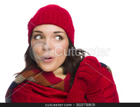 To use this stock image in your creative project, please select the size you need over to the right and click the "Add to Cart" button.
Your downloaded image will come with the Cutcaster watermark removed so don’t worry about the watermark you see on this page. Mixed Race Woman Wearing Mittens and Hat Looks to Side stock photo, Happy Mixed Race Woman Wearing Winter Hat and Gloves Looking to the Side Isolated on White Background. by Andy Dean