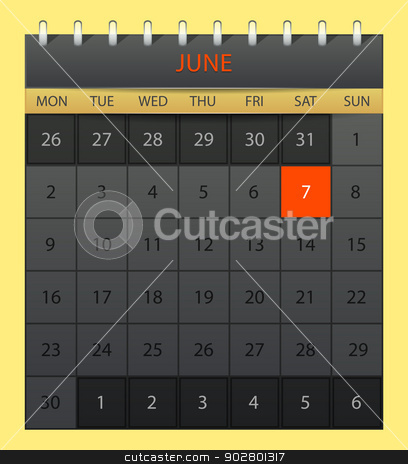 To use this stock image in your creative project, please select the size you need over to the right and click the "Add to Cart" button.
Your downloaded image will come with the Cutcaster watermark removed so don’t worry about the watermark you see on this page. June 2014 stock vector clipart, Vector illustration of june 2014 by SonneOn