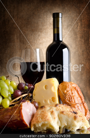 To use this stock image in your creative project, please select the size you need over to the right and click the "Add to Cart" button.
Your downloaded image will come with the Cutcaster watermark removed so don’t worry about the watermark you see on this page. Abundance stock photo, Wine, cheese, grapes and sausage on an old canvas by Givaga