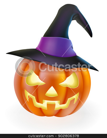 To use this stock image in your creative project, please select the size you need over to the right and click the "Add to Cart" button.
Your downloaded image will come with the Cutcaster watermark removed so don’t worry about the watermark you see on this page. Halloween Pumpkin in Witch Hat stock vector clipart, A drawing of a cartoon Halloween pumpkin with classic scary face carved into it and wearing a pointy witch's hat by Christos Georghiou