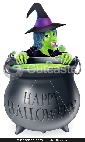 To use this stock image in your creative project, please select the size you need over to the right and click the "Add to Cart" button.
Your downloaded image will come with the Cutcaster watermark removed so don’t worry about the watermark you see on this page. Halloween Witch and Cauldron stock vector clipart, An illustration of a cartoon witch looking over her cauldron with a Happy Halloween message on it by Christos Georghiou