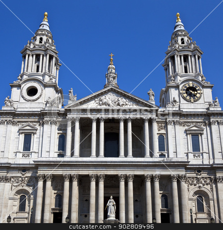 To use this stock image in your creative project, please select the size you need over to the right and click the "Add to Cart" button.
Your downloaded image will come with the Cutcaster watermark removed so don’t worry about the watermark you see on this page. St. Pauls Cathedral in London stock photo, The front of St. Pauls Cathedral in London. by Chris Dorney