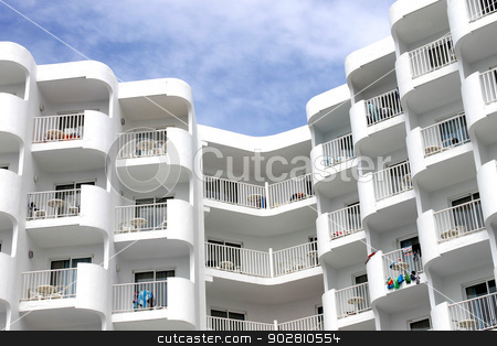 To use this stock image in your creative project, please select the size you need over to the right and click the "Add to Cart" button.
Your downloaded image will come with the Cutcaster watermark removed so don’t worry about the watermark you see on this page. Modern white tourist hotel stock photo, Modern white tourist hotel on island of Majorca, Spain. by Martin Crowdy