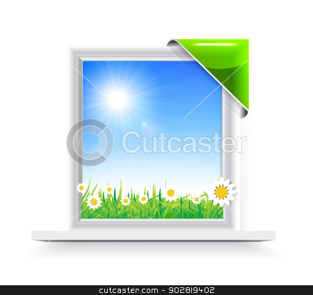 To use this stock image in your creative project, please select the size you need over to the right and click the "Add to Cart" button.
Your downloaded image will come with the Cutcaster watermark removed so don’t worry about the watermark you see on this page. Plastic window with badge stock photo, Plastic window with badge with a view of the chamomile field by sermax55