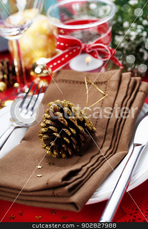 To use this stock image in your creative project, please select the size you need over to the right and click the "Add to Cart" button.
Your downloaded image will come with the Cutcaster watermark removed so don’t worry about the watermark you see on this page. Christmas table place setting stock photo, Christmas table place setting with christmas decorations by klenova
