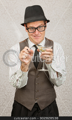 To use this stock image in your creative project, please select the size you need over to the right and click the "Add to Cart" button.
Your downloaded image will come with the Cutcaster watermark removed so don’t worry about the watermark you see on this page. Goofy Drunk Man stock photo, Goofy Caucasian businessman with alcohol and cigarette by Scott Griessel