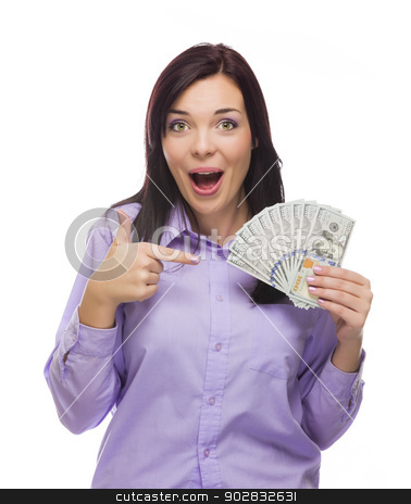 To use this stock image in your creative project, please select the size you need over to the right and click the "Add to Cart" button.
Your downloaded image will come with the Cutcaster watermark removed so don’t worry about the watermark you see on this page. Mixed Race Woman Holding the New One Hundred Dollar Bills stock photo, Excited Mixed Race Woman Holding the Newly Designed United States One Hundred Dollar Bills Isolated on a White Background. by Andy Dean