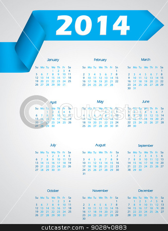 To use this stock image in your creative project, please select the size you need over to the right and click the "Add to Cart" button.
Your downloaded image will come with the Cutcaster watermark removed so don’t worry about the watermark you see on this page. Blue ribbon calendar design for 2014 stock vector clipart, Blue ribbon calendar design for year 2014 by Mihaly Pal Fazakas
