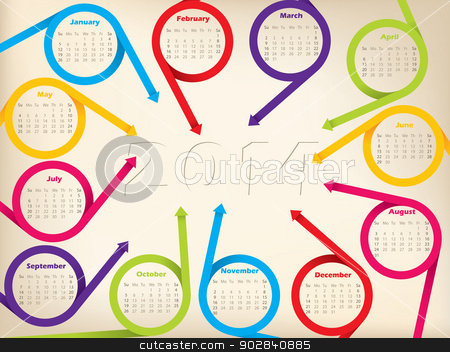 To use this stock image in your creative project, please select the size you need over to the right and click the "Add to Cart" button.
Your downloaded image will come with the Cutcaster watermark removed so don’t worry about the watermark you see on this page. 2014 calendar design arrow ribbons and shadow year stock vector clipart, 2014 calendar design with circleing arrow ribbons and shadow year by Mihaly Pal Fazakas