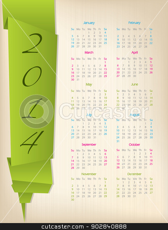 To use this stock image in your creative project, please select the size you need over to the right and click the "Add to Cart" button.
Your downloaded image will come with the Cutcaster watermark removed so don’t worry about the watermark you see on this page. 2014 calendar with green origami arrow stock vector clipart, 2014 calendar with green origami paper on light background by Mihaly Pal Fazakas