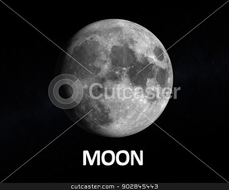 To use this stock image in your creative project, please select the size you need over to the right and click the "Add to Cart" button.
Your downloaded image will come with the Cutcaster watermark removed so don’t worry about the watermark you see on this page. The Moon stock photo, A rendering of our Earth Moon on a slightly starry background with english caption. by Tristan3D