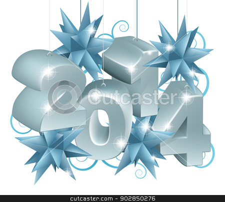 To use this stock image in your creative project, please select the size you need over to the right and click the "Add to Cart" button.
Your downloaded image will come with the Cutcaster watermark removed so don’t worry about the watermark you see on this page. New Year or Christmas 2014 Decorations stock vector clipart, Silver New Year or Christmas 2014 Decorations hanging on string with blue star baubles or ornaments by Christos Georghiou