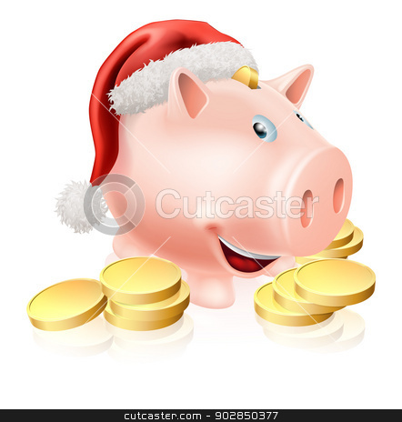 To use this stock image in your creative project, please select the size you need over to the right and click the "Add to Cart" button.
Your downloaded image will come with the Cutcaster watermark removed so don’t worry about the watermark you see on this page. Saving for Christmas Concept stock vector clipart, Cartoon Christmas piggy bank with Santa hat on and gold coins. Concept for saving money for Christmas or Christmas club fund.
by Christos Georghiou
