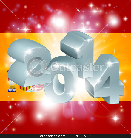 To use this stock image in your creative project, please select the size you need over to the right and click the "Add to Cart" button.
Your downloaded image will come with the Cutcaster watermark removed so don’t worry about the watermark you see on this page. 2014 Spanish flag stock vector clipart, Flag of Spain 2014 background. New Year or similar concept by Christos Georghiou