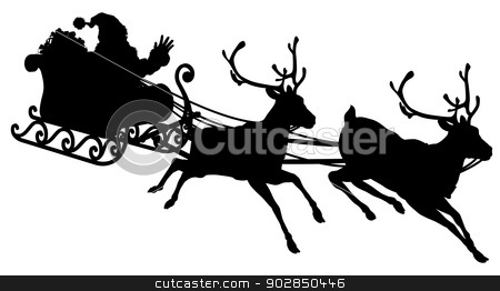 To use this stock image in your creative project, please select the size you need over to the right and click the "Add to Cart" button.
Your downloaded image will come with the Cutcaster watermark removed so don’t worry about the watermark you see on this page. Santa Sleigh Silhouette stock vector clipart, Santa Sleigh Silhouette illustration of Santa Claus in his sleigh flying through the sky being pulled by his reindeer
by Christos Georghiou