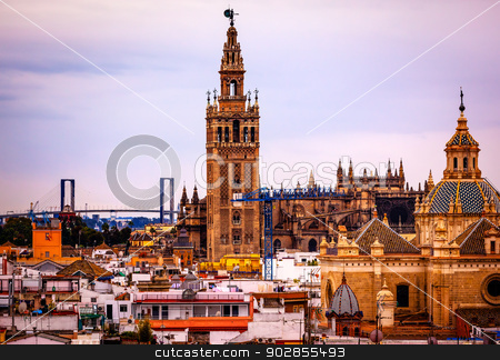 To use this stock image in your creative project, please select the size you need over to the right and click the "Add to Cart" button.
Your downloaded image will come with the Cutcaster watermark removed so don’t worry about the watermark you see on this page. Giralda Bell Tower Cathedral of Saint Mary of the See Spire Chur stock photo, Giralda Spire Bell Tower Seville Cathedra, Cathedral of Saint Mary of the See Church of El Salvador Seville, Andalusia Spain. Giralda is largest Gothic Cathedral in the World and burial Place of Christopher Columbus. by William Perry