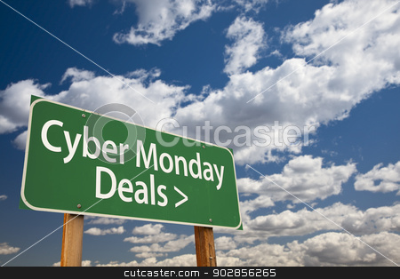 To use this stock image in your creative project, please select the size you need over to the right and click the "Add to Cart" button.
Your downloaded image will come with the Cutcaster watermark removed so don’t worry about the watermark you see on this page. Cyber Monday Deals Green Road Sign and Clouds stock photo, Cyber Monday Deals Green Road Sign with Dramatic Clouds and Sky. by Andy Dean