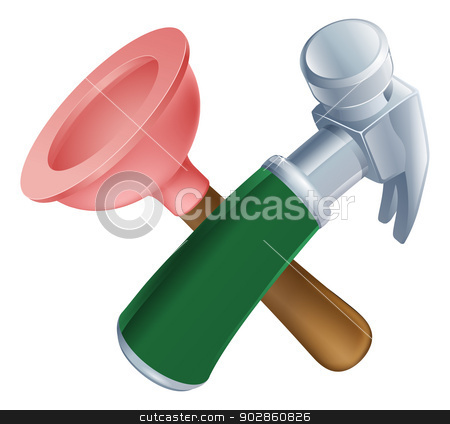 To use this stock image in your creative project, please select the size you need over to the right and click the "Add to Cart" button.
Your downloaded image will come with the Cutcaster watermark removed so don’t worry about the watermark you see on this page. Crossed plunger and hammer tools stock vector clipart, Crossed plunger and hammer tools icon of cartoon tools crossed, construction or DIY or service concept by Christos Georghiou