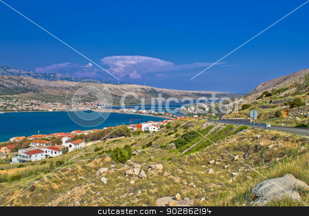 To use this stock image in your creative project, please select the size you need over to the right and click the "Add to Cart" button.
Your downloaded image will come with the Cutcaster watermark removed so don’t worry about the watermark you see on this page. Island of Pag aerial bay view stock photo, Island of Pag aerial bay colorful view, Dalmatia, Croatia by xbrchx