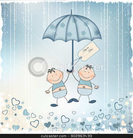 baby twins announcement card stock vector