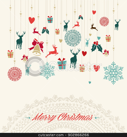 merry christmas vintage greeting card stock vector christmas card stock