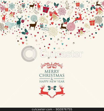 Merry Christmas and Happy New Year greeting card stock vector